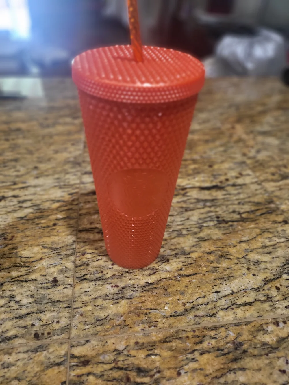 Textured Red Studded Tumbler with Straw